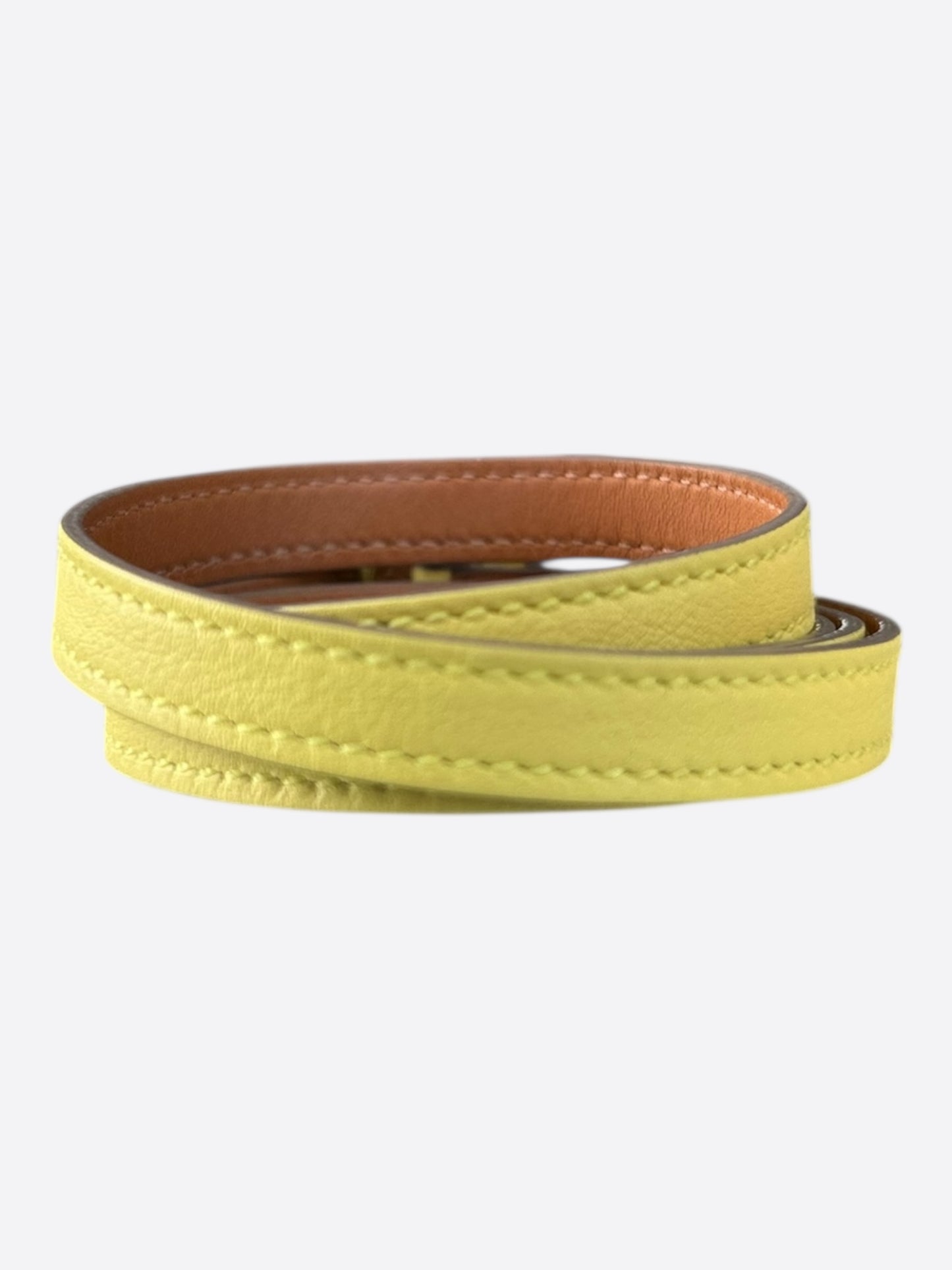 Hermes Yellow Swift & Palladium Hardware Etriviere Double Tour Bracelet
