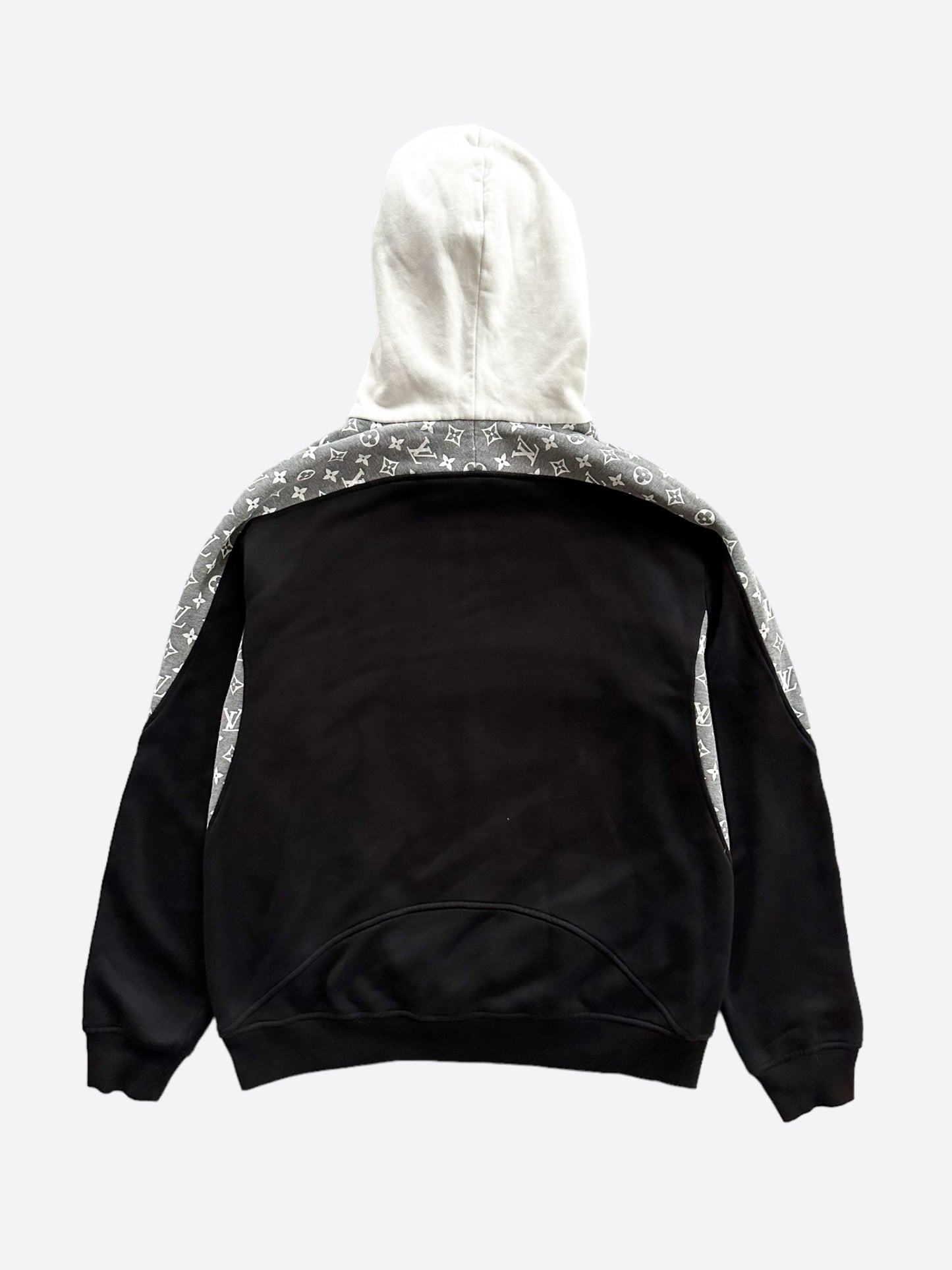 Louis Vuitton Black Grey & White Monogram Circle Cut Hoodie