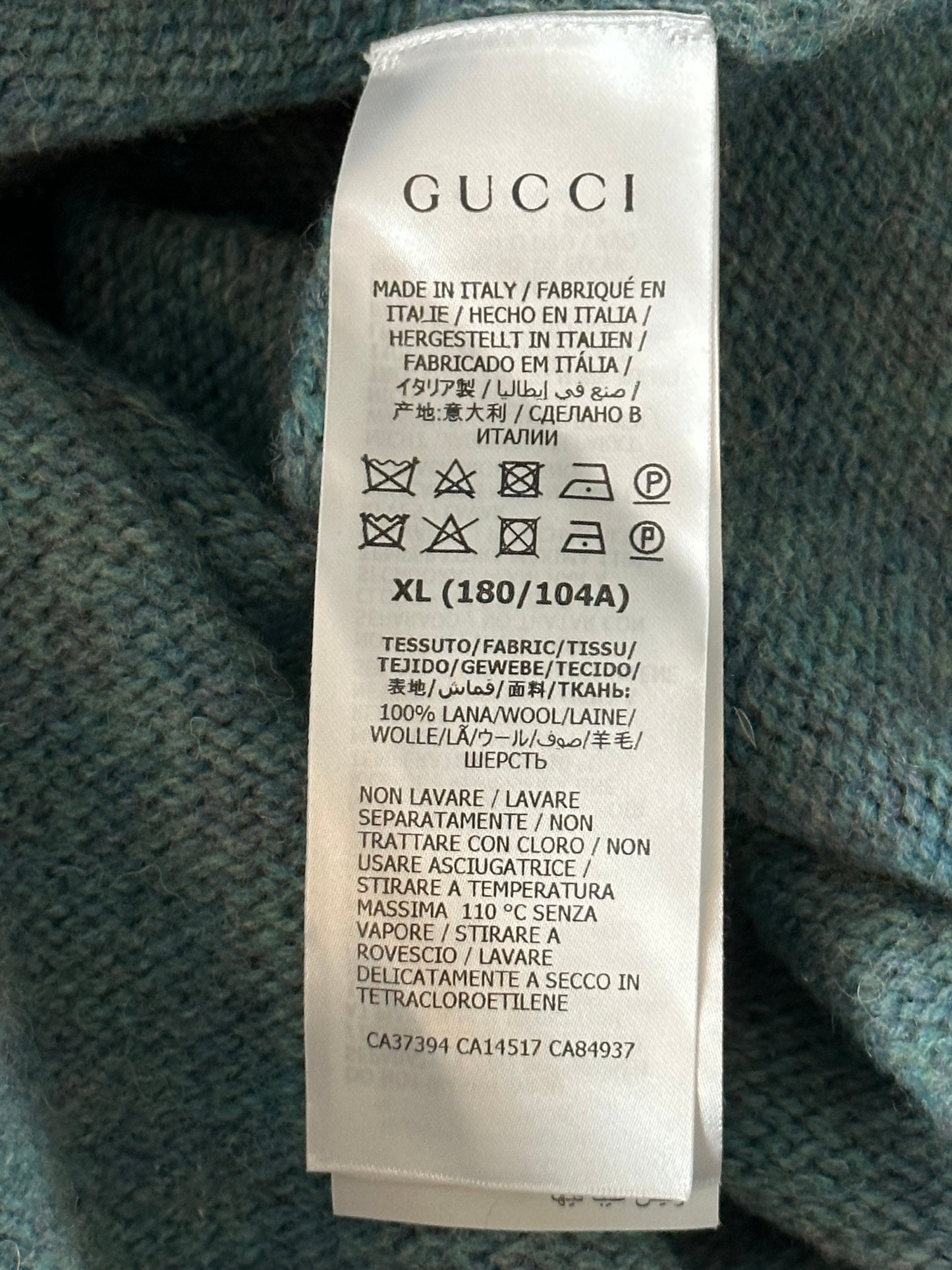 Gucci Blue Distressed G Logo Wool Sweater