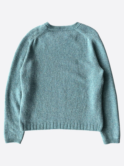 Gucci Blue Distressed G Logo Wool Sweater