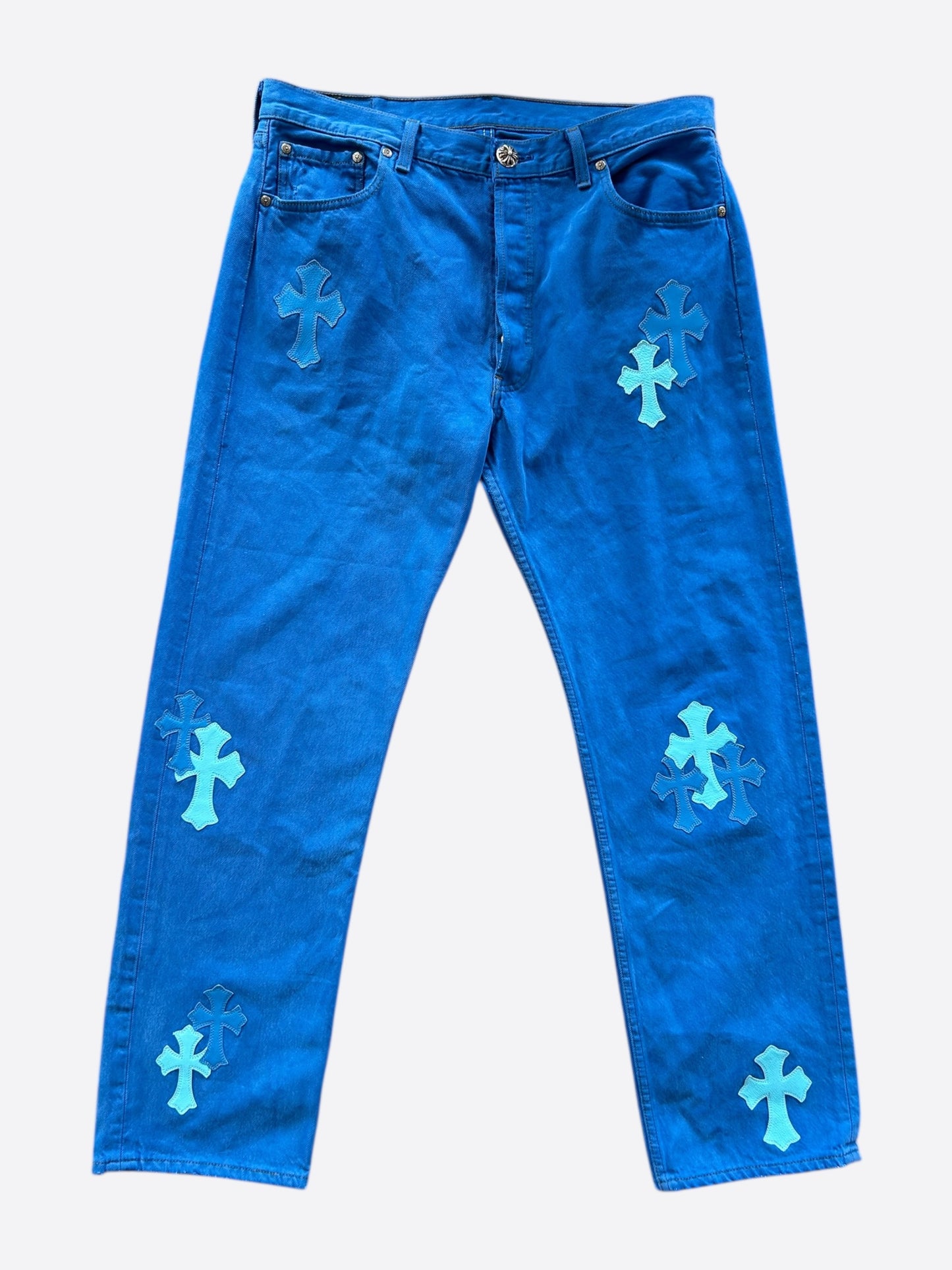 Chrome Hearts Levi's London Exclusive Blue Dyed Cross Patch Jeans