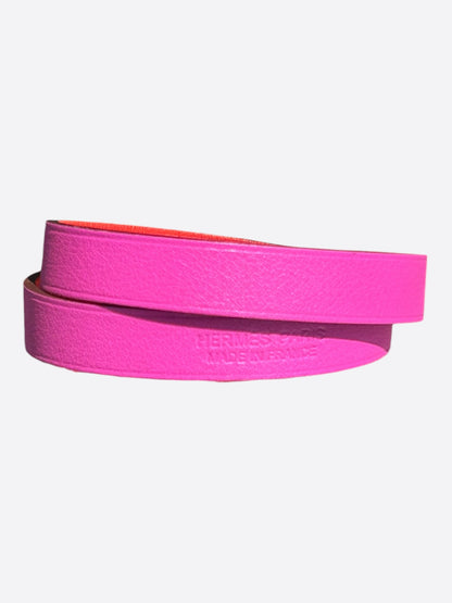 Hermes Pink Swift & Gold Hardware Medor Double Tour Bracelet
