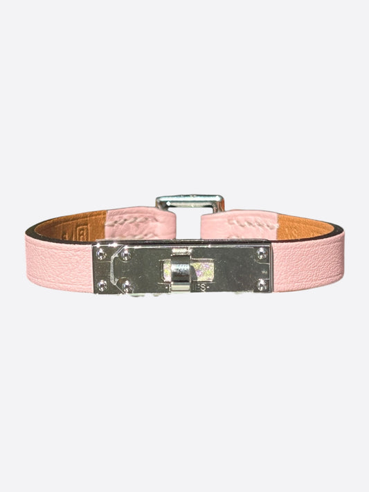 Hermes Pink Swift & Palladium Hardware Mini Kelly Bracelet