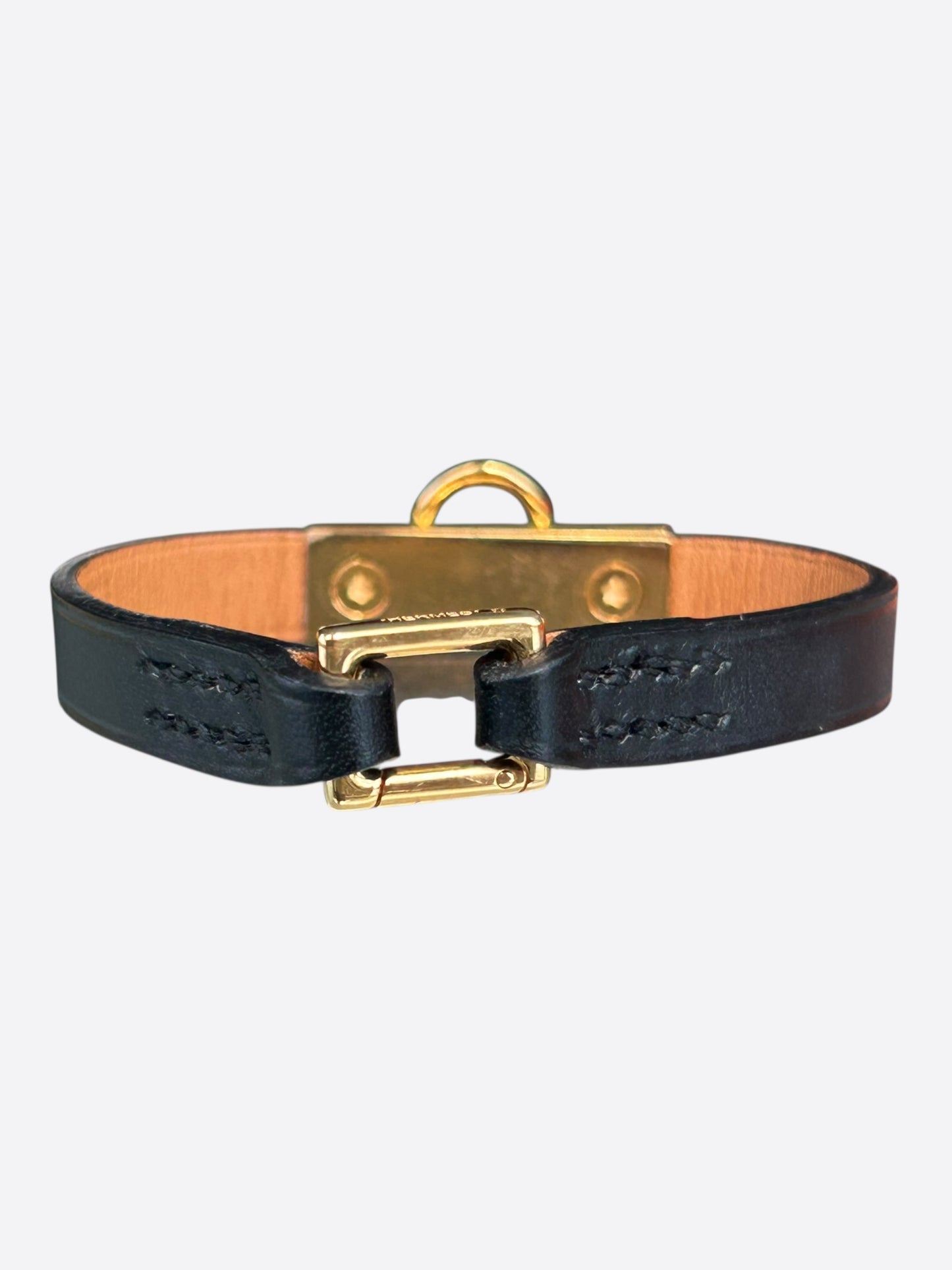 Hermes Black Swift & Gold Hardware Mini Rivale Bracelet