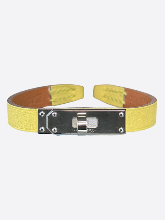 Hermes Yellow Swift & Palladium Hardware Mini Kelly Bracelet