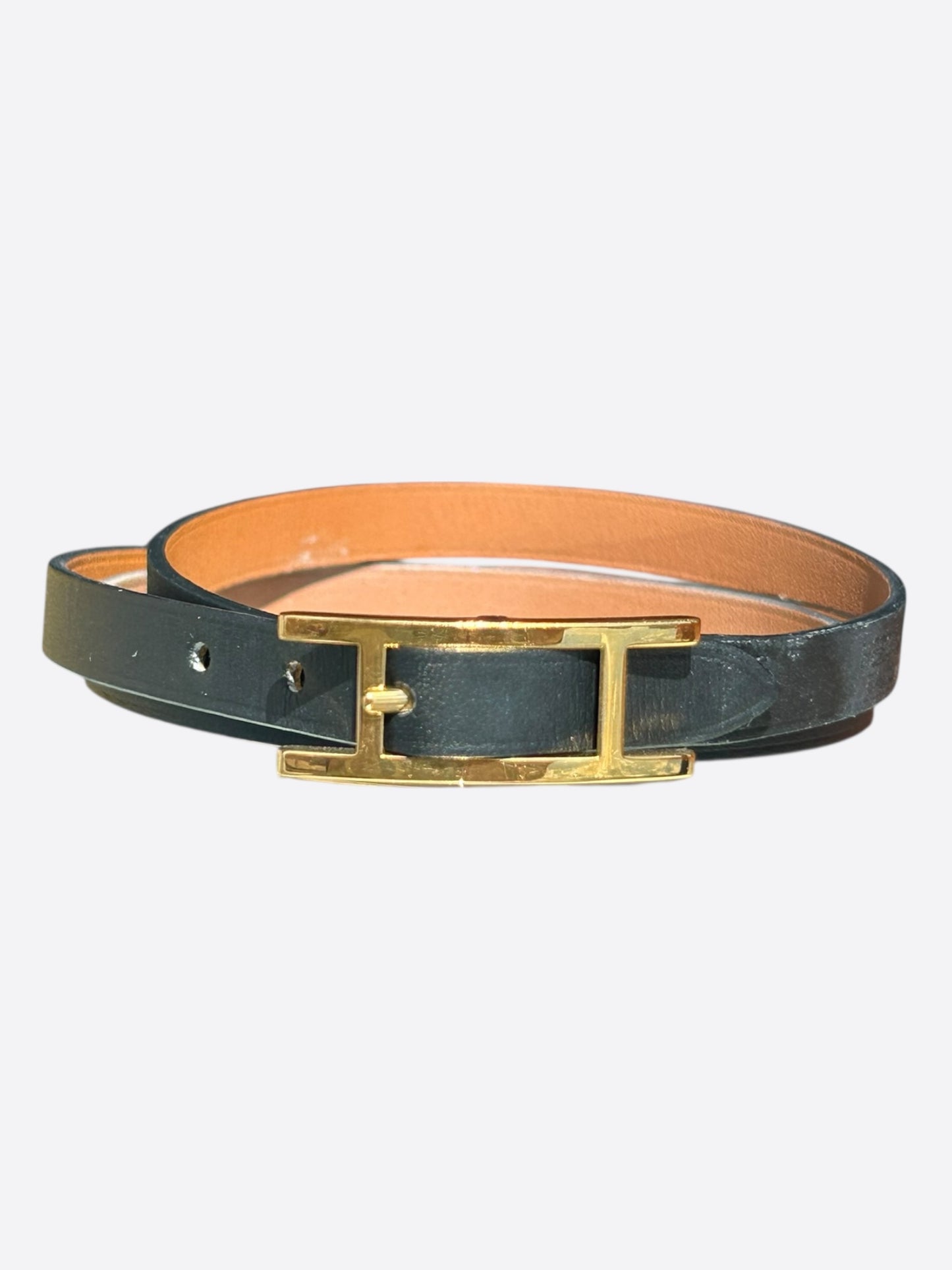 Hermes Black Swift & Gold Hardware Behapi Double Tour Bracelet