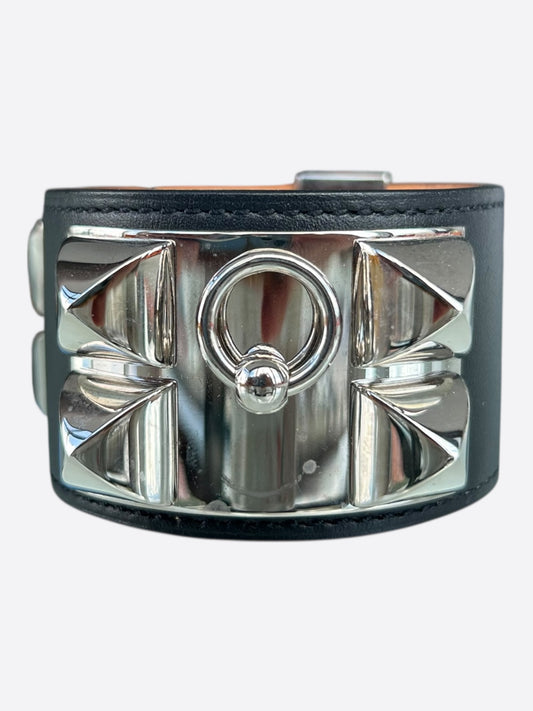 Hermes Black Swift & Palladium Hardware Collier De Chien Bracelet