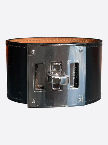 Hermes Black Box Leather & Palladium Hardware Kelly Bracelet