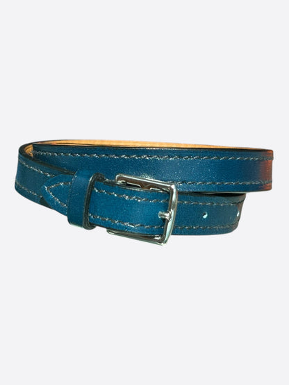 Hermes Blue Swift & Palladium Hardware Etriviere Double Tour Bracelet