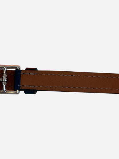 Hermes Blue Swift & Palladium Hardware Etriviere Double Tour Bracelet
