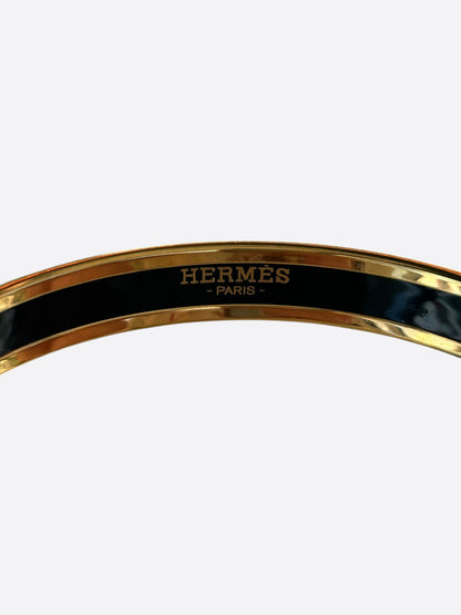 Hermes Gold & Black Enamel Motif Bangle