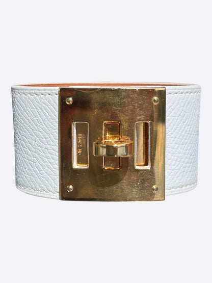 Hermes White Epsom & Gold Hardware Kelly Bracelet