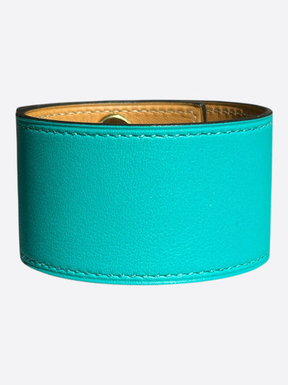 Hermes Turquoise Swift & Gold Hardware Intense Bracelet