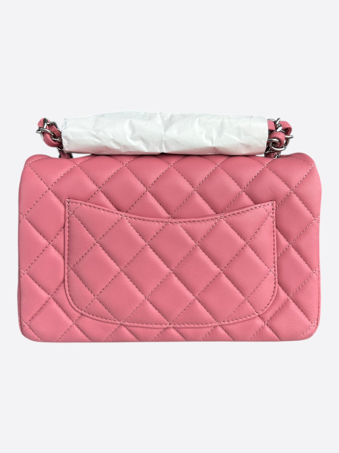 Chanel Pink Quilted Lambskin Mini Rectangular Flap Bag