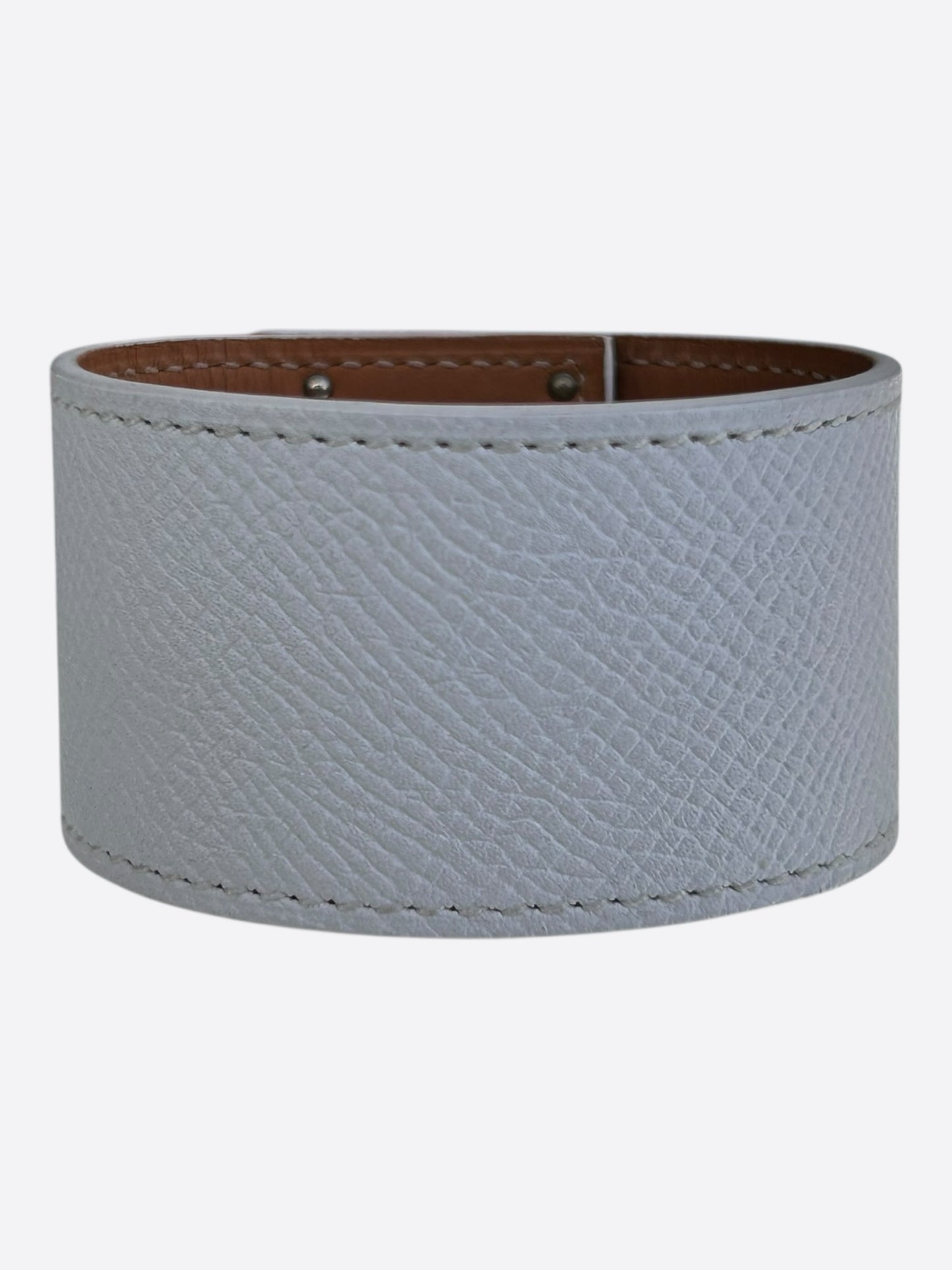 Hermes White Epsom & Palladium Hardware Kelly Bracelet