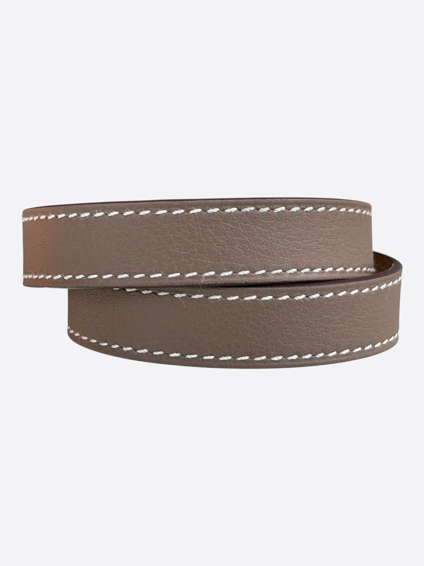 Hermes Etoupe Swift & Palladium Hardware Kelly Double Tour Bracelet