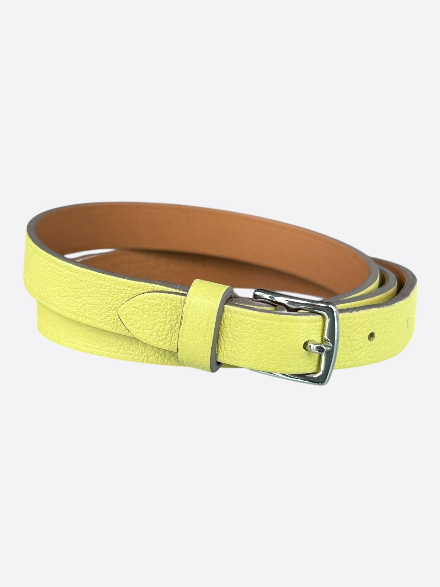 Hermes Yellow Swift & Palladium Hardware Etriviere Double Tour Bracelet