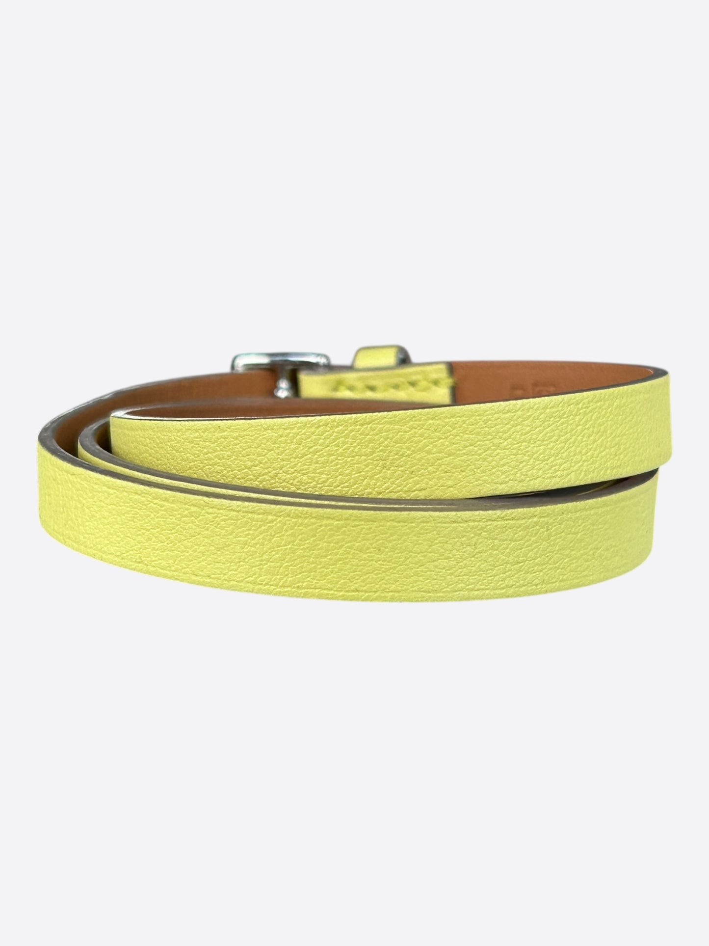 Hermes Yellow Swift & Palladium Hardware Etriviere Double Tour Bracelet