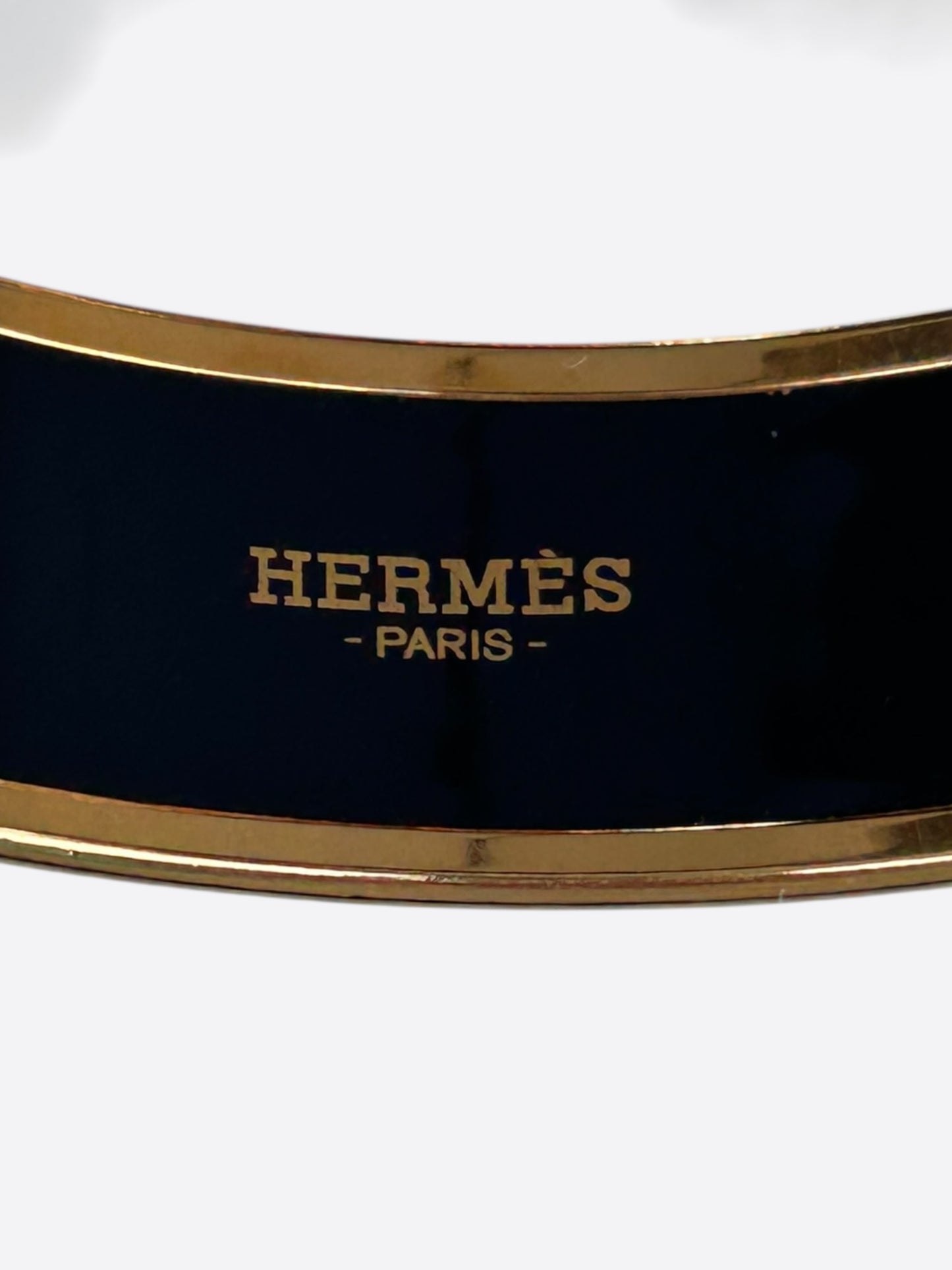 Hermes Gold & Black Enamel Chainlink Motif Bangle