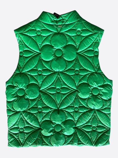 Louis Vuitton Green Flower Monogram Puffer Vest