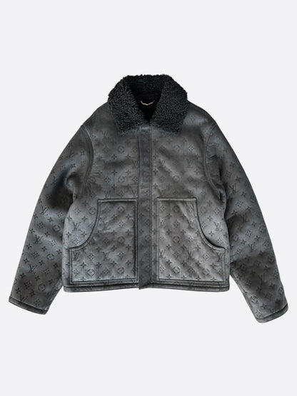 Louis Vuitton Black Monogram Shearling Jacket