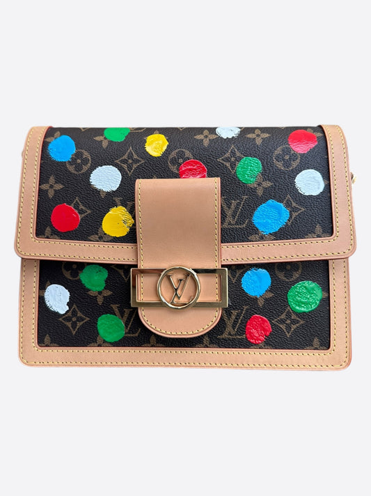 Louis Vuitton Yayoi Kusama Brown & Multicolor Polka Dot Monogram Dauphine