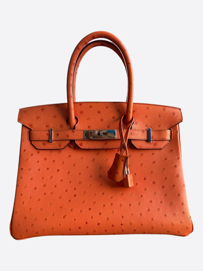 Hermes Orange Ostrich Birkin 30