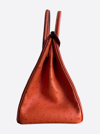 Hermes Orange Ostrich Birkin 30