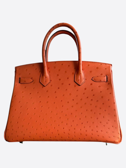 Hermes Orange Ostrich Birkin 30