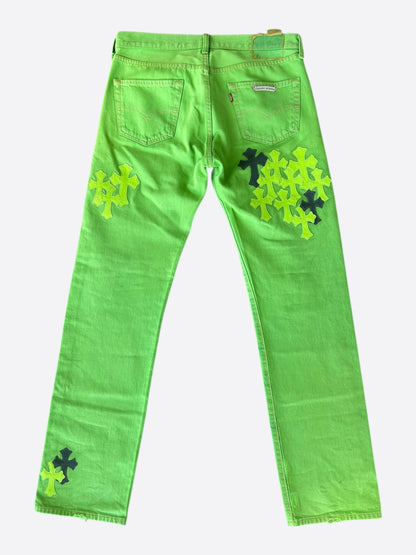 Chrome Hearts Levi's Green & Black Cross Patch Jeans