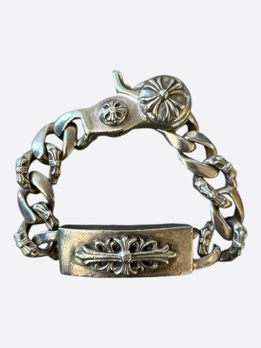 Chrome Hearts Silver Fancy Link Floral Cross Cuban Bracelet