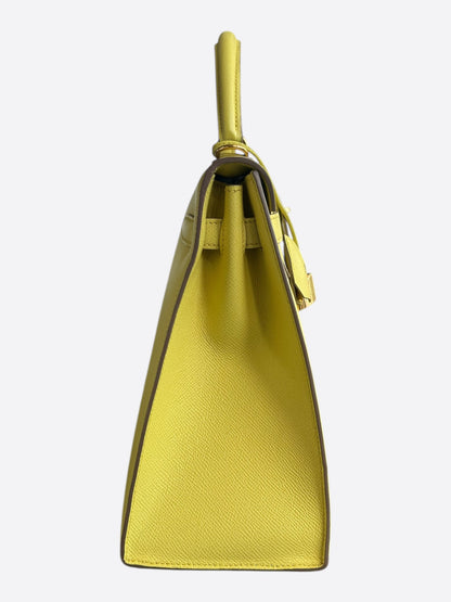 Hermes Lime Epsom & Gold Hardware Kelly 32