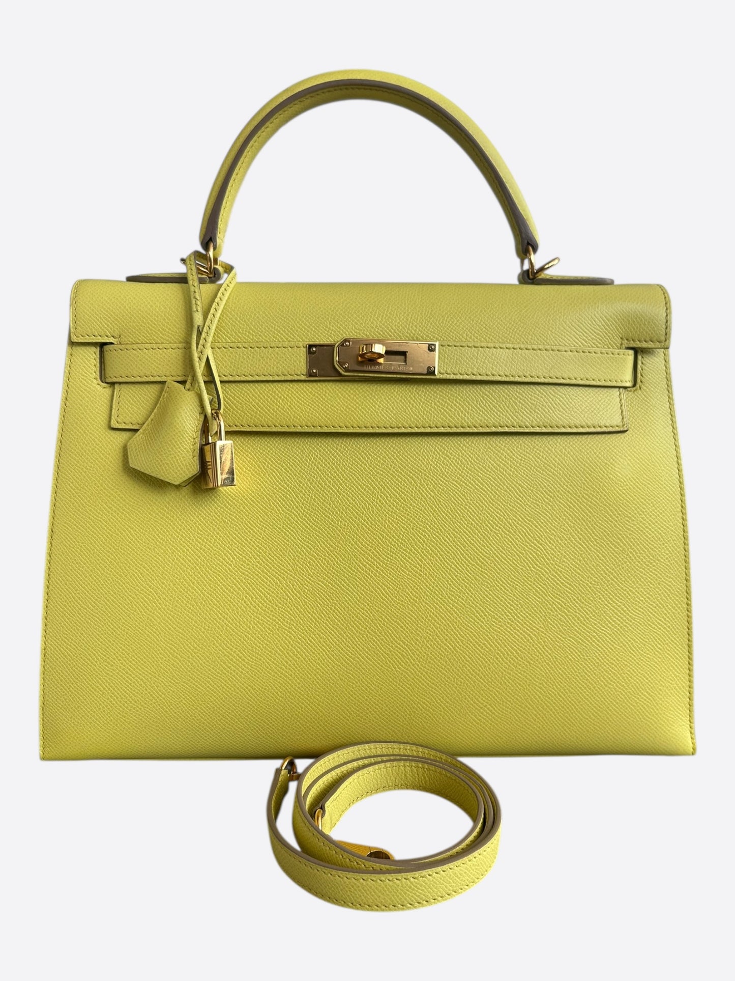 Hermes Lime Epsom & Gold Hardware Kelly 32