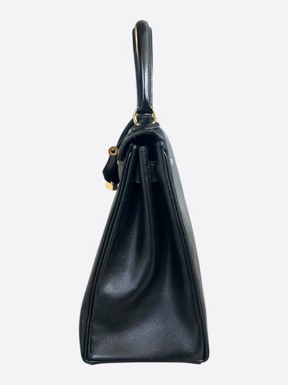 Hermes Black Box Leather & Gold Hardware Kelly 28