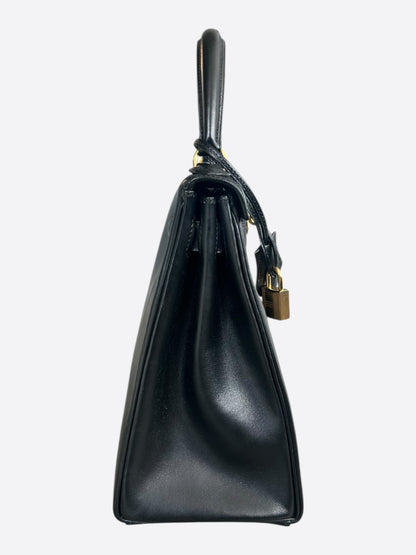 Hermes Black Box Leather & Gold Hardware Kelly 28