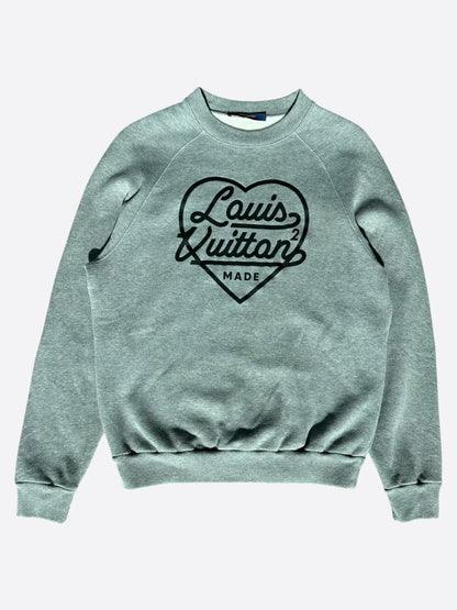 Louis Vuitton Nigo Grey & Black Heart Logo Sweater