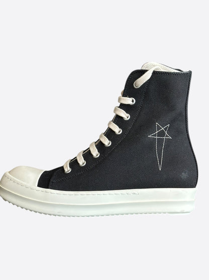 Rick Owens Black & White Pentagram High Top Women's Sneakers