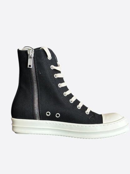 Rick Owens Black & White Pentagram High Top Women's Sneakers