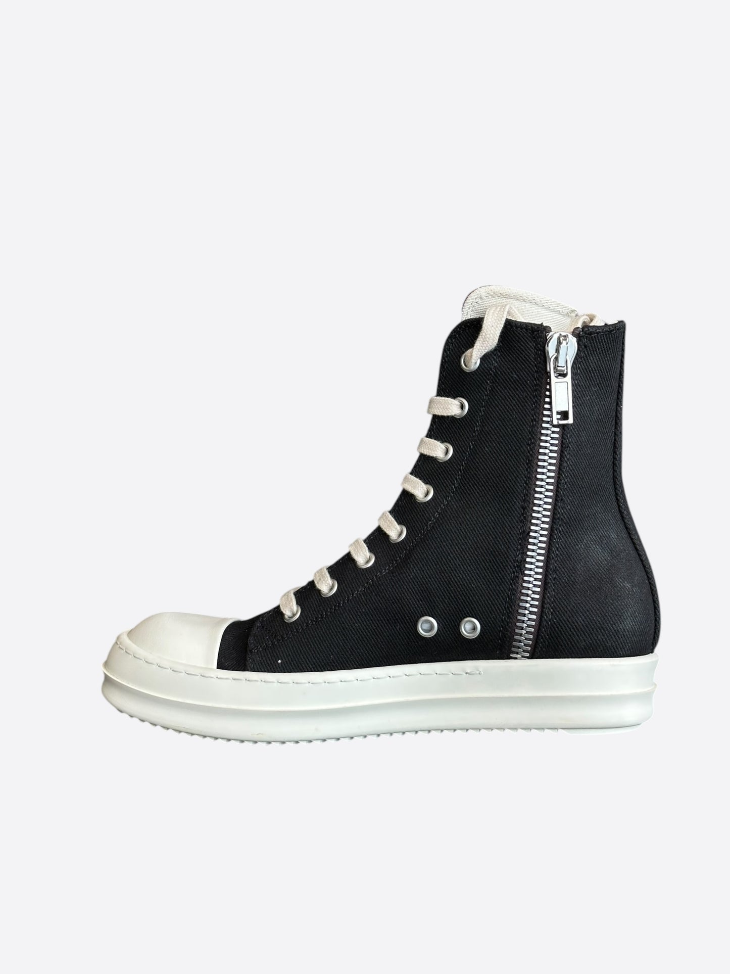 Rick Owens Black & White Pentagram High Top Women's Sneakers