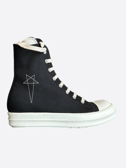 Rick Owens Black & White Pentagram High Top Women's Sneakers