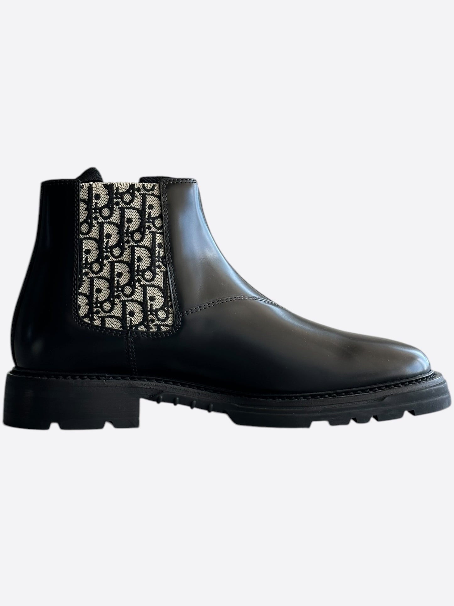 Dior Black & Beige Oblique Chelsea Boots