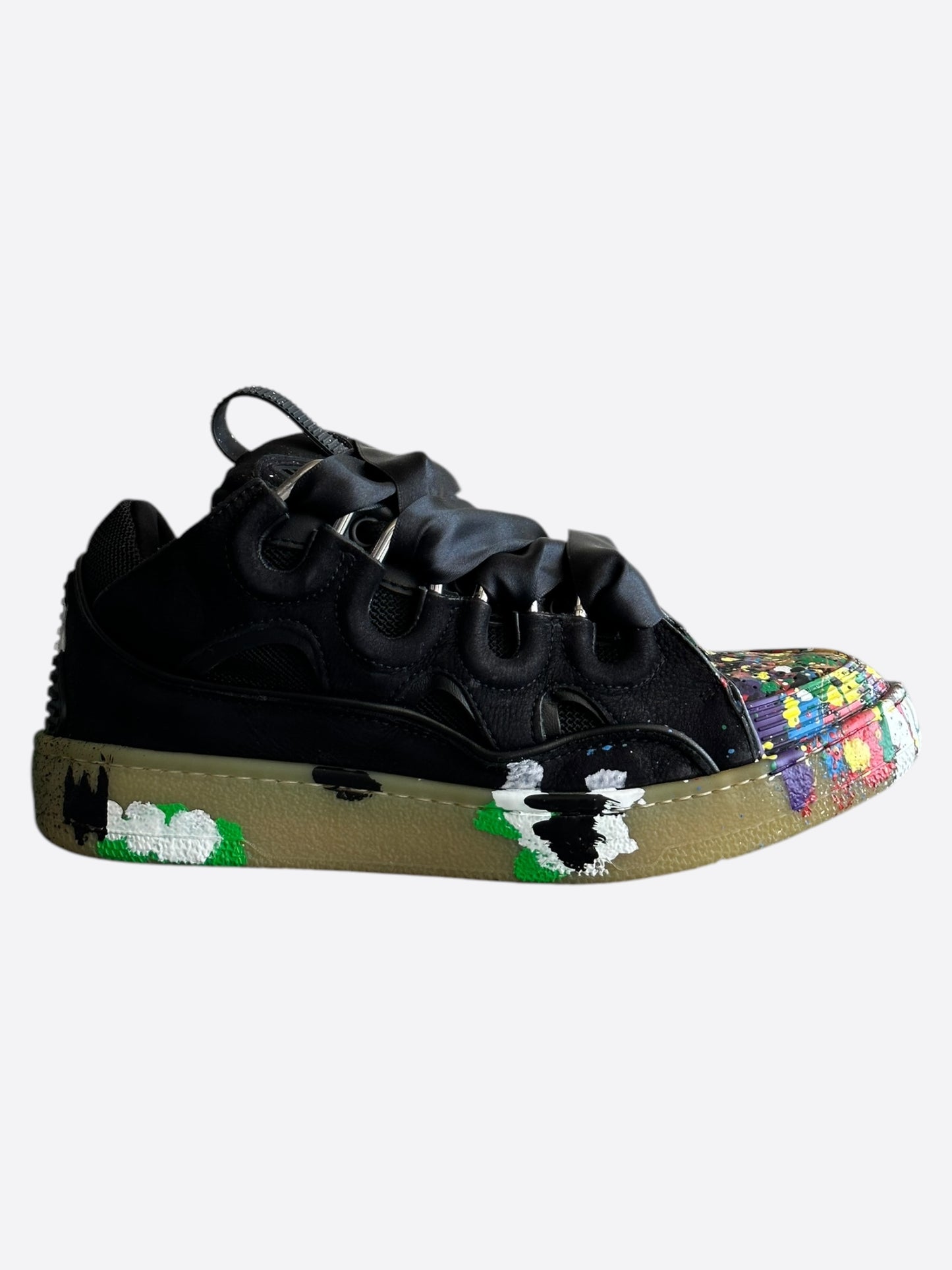 Lanvin Gallery Dept Black Paint Splatter Curb Oversized Women's Sneakers