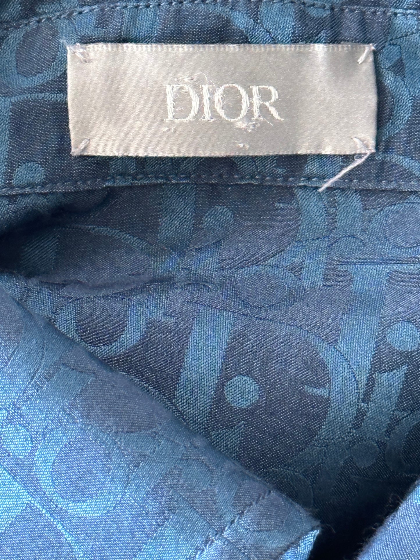 Dior Blue Oblique Button Up Shirt