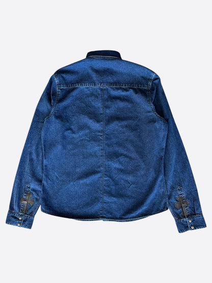 Chrome Hearts Blue Cross Patch Denim Button Up Shirt