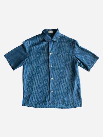 Dior Blue Oblique Button Up Shirt Savonches Dior Blue Oblique Button Up Shirt Savonches