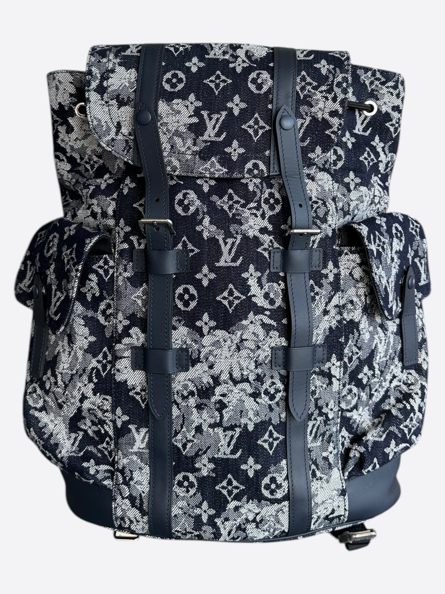 Louis Vuitton Navy Tapestry Monogram Christopher Backpack