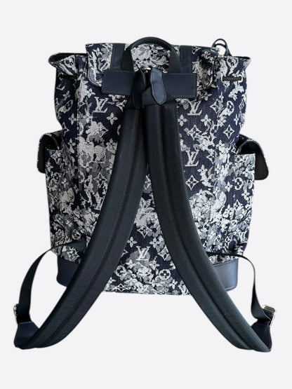 Louis Vuitton Navy Tapestry Monogram Christopher Backpack