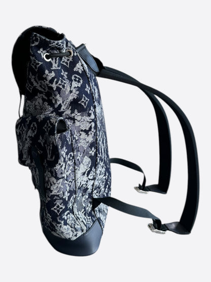 Louis Vuitton Navy Tapestry Monogram Christopher Backpack