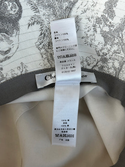 Dior White & Grey Toile de Jouy Bucket Hat