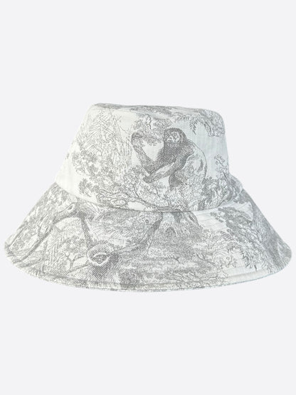 Dior White & Grey Toile de Jouy Bucket Hat